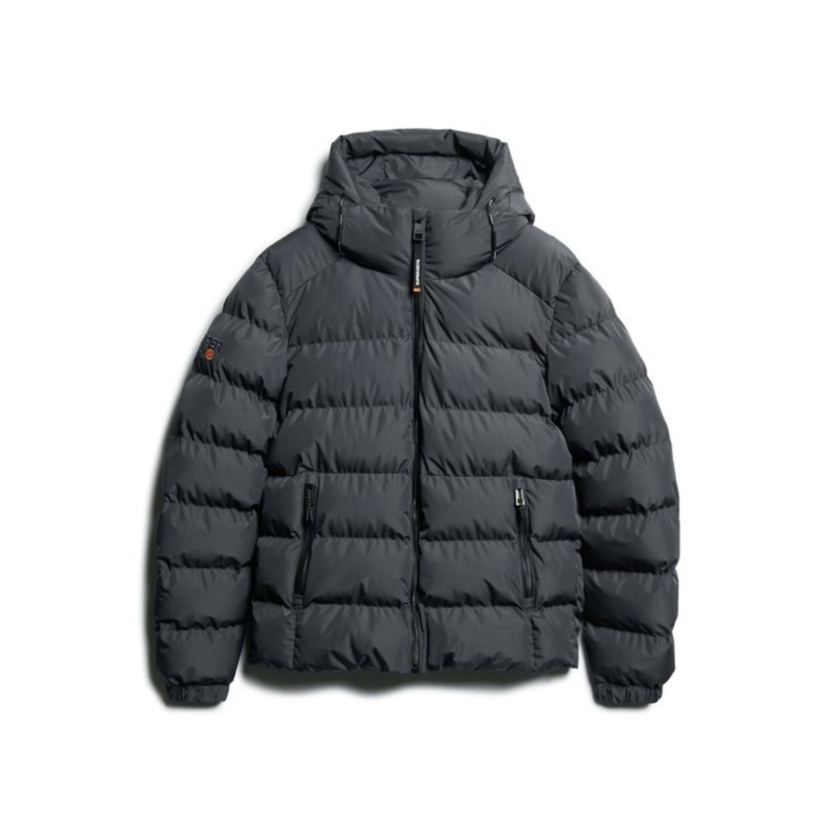 SUPERDRY HOODED SPORTS PUFFER JACKET EBONY GREY H1P