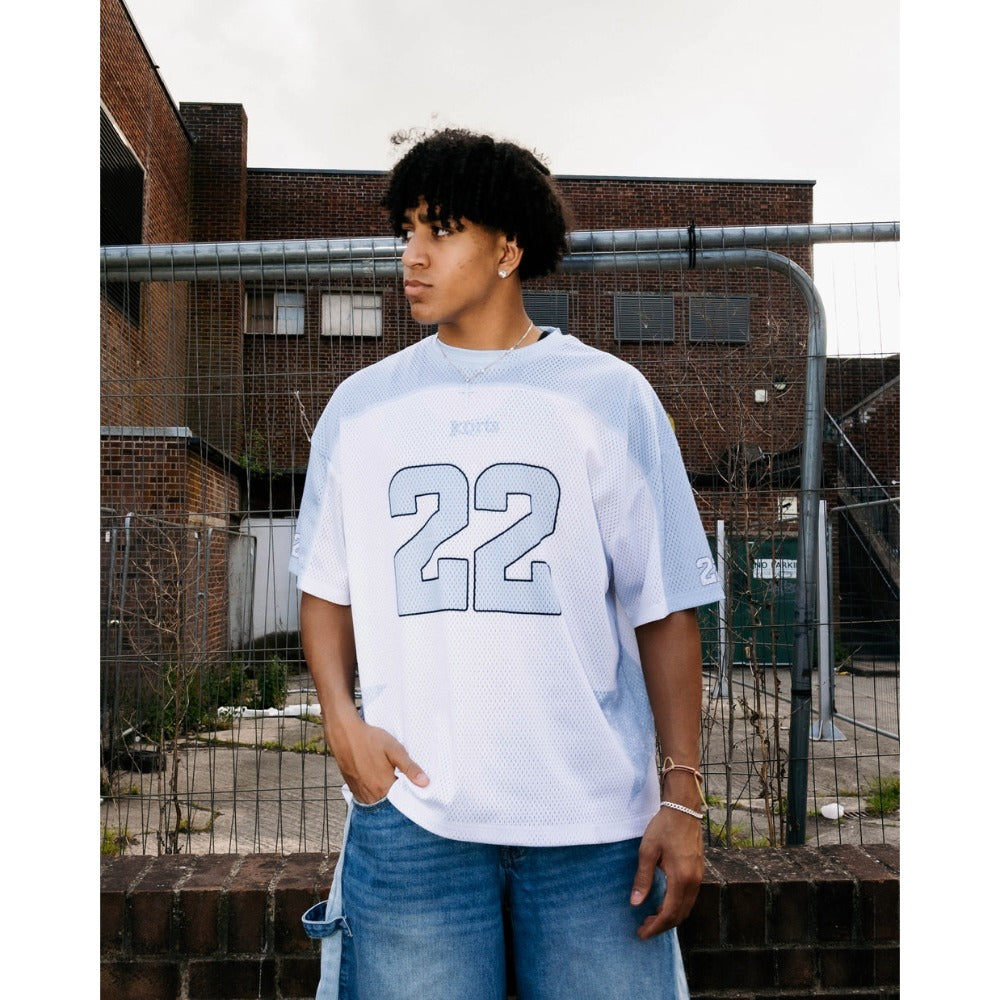 KORTSIIDE HARLEM JERSEY TOP WHITE/BLUE