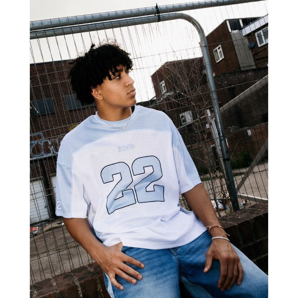 KORTSIIDE HARLEM JERSEY TOP WHITE/BLUE