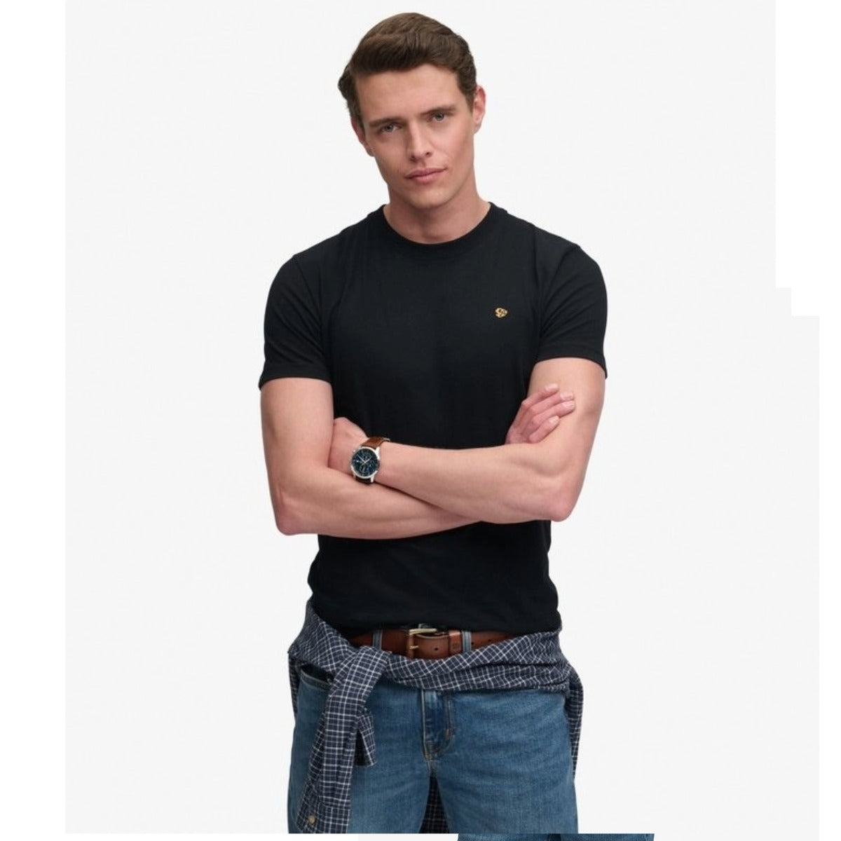 SUPERDRY ESSENTIAL SDCO LOGO EMB T-SHIRT BLACK/GOLD 18A