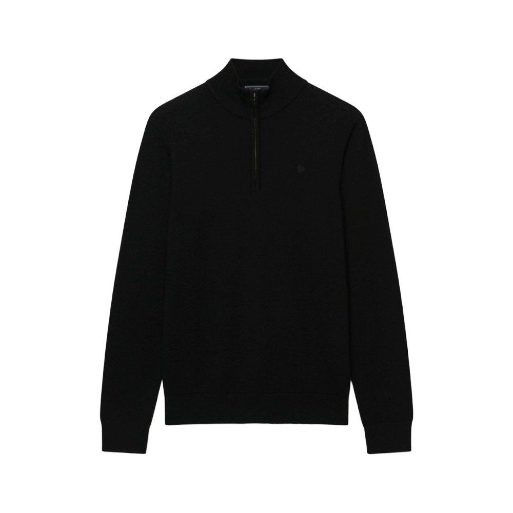 SUPERDRY ESSENTIAL LIGHTWEIGHT WOOL BLEND 1/2 ZIP JUMPER TRUE BLACK APE