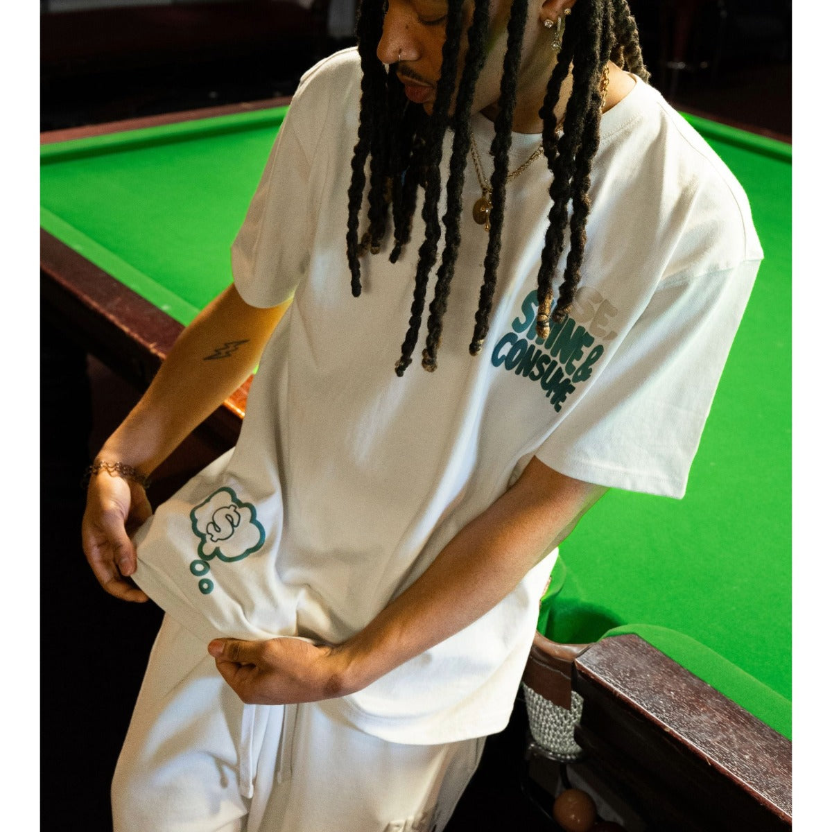 FRESH FLAVOURS CREW NECK RISE ECRU/GREEN T-SHIRT