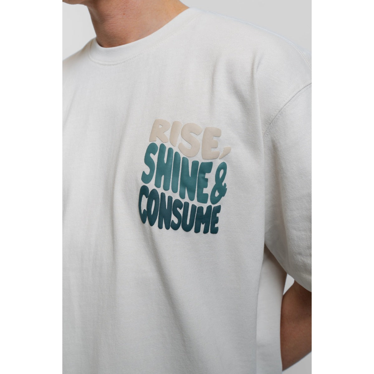 FRESH FLAVOURS CREW NECK RISE ECRU/GREEN T-SHIRT