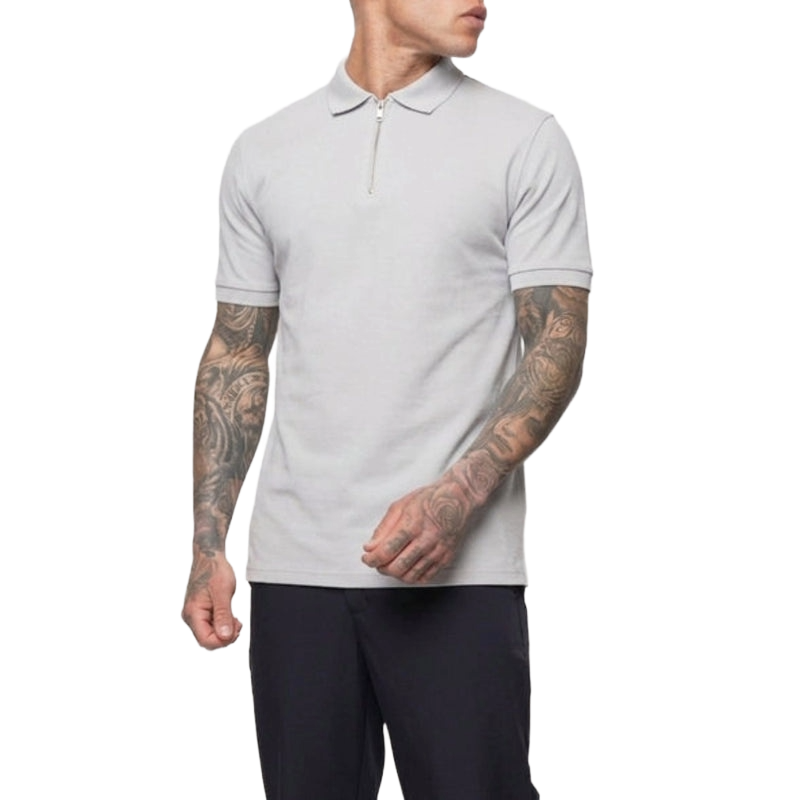 VALERE LUXE MERCERISED PIQUE POLO GREY