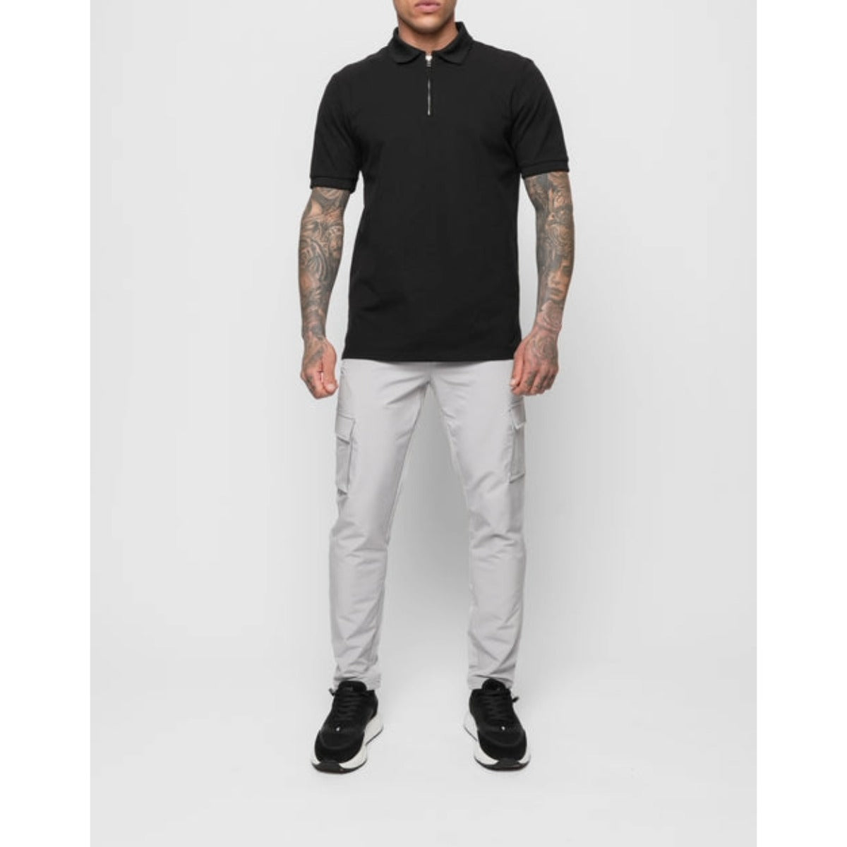 VALERE LUXE MERCERISED PIQUE POLO BLACK