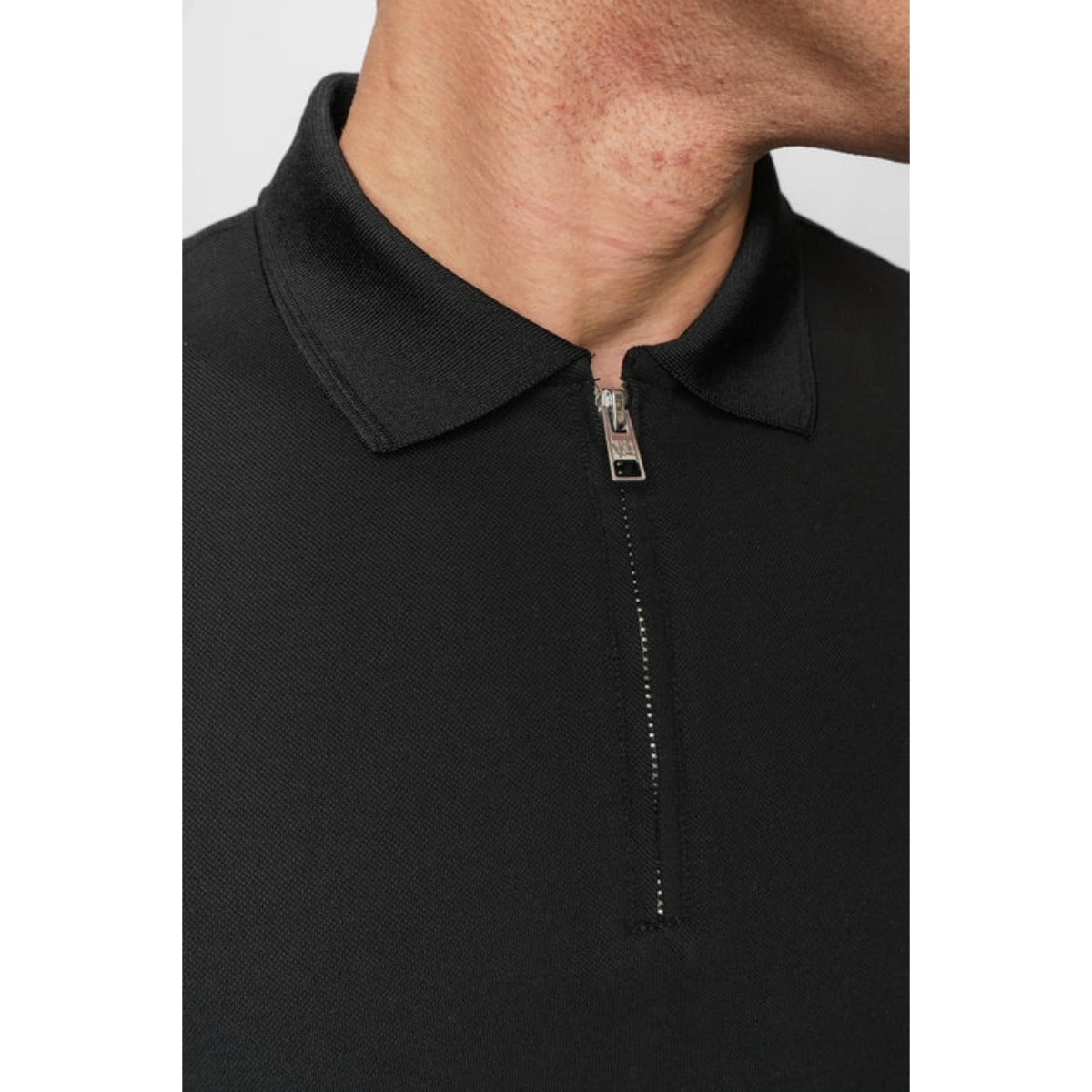 VALERE LUXE MERCERISED PIQUE POLO BLACK