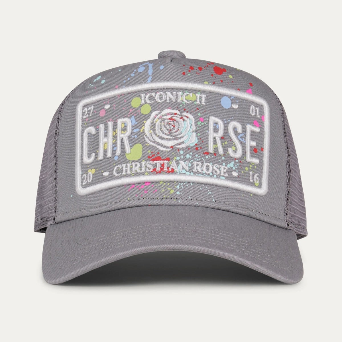 CHRISTIAN ROSE ICONIC II PLATE GREY PAINT SPLAT