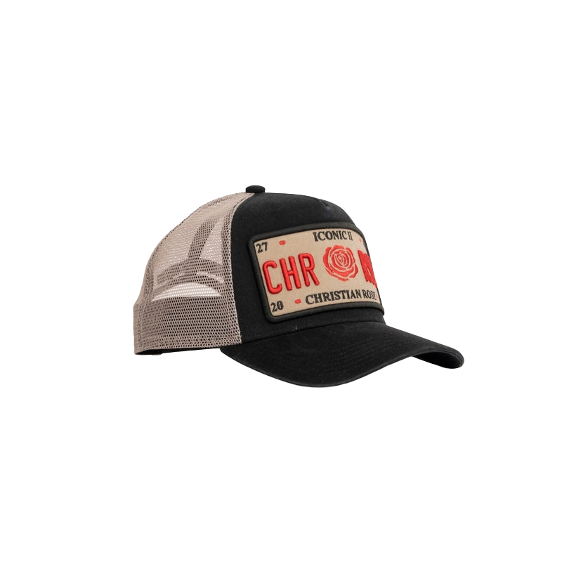 CHRISTIAN ROSE WASHED ICONIC II PLATE BLACK/CREAM/RED