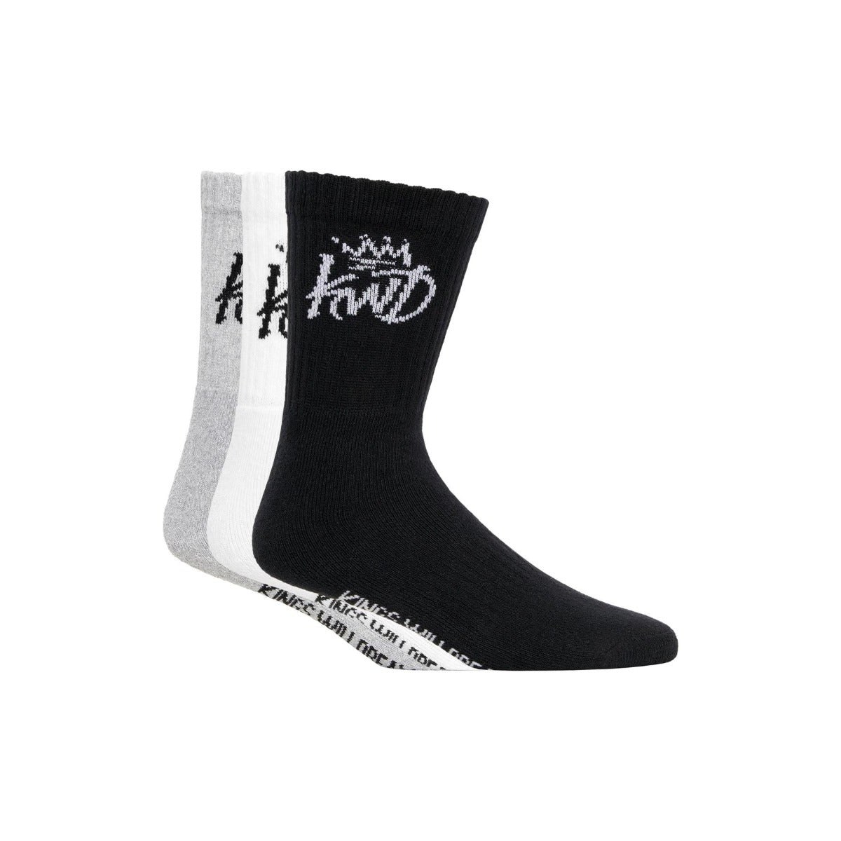 KINGS WILL DREAM SIMPLENE 3 PACK SPORT SOCKS BLACK/GREY/WHITE