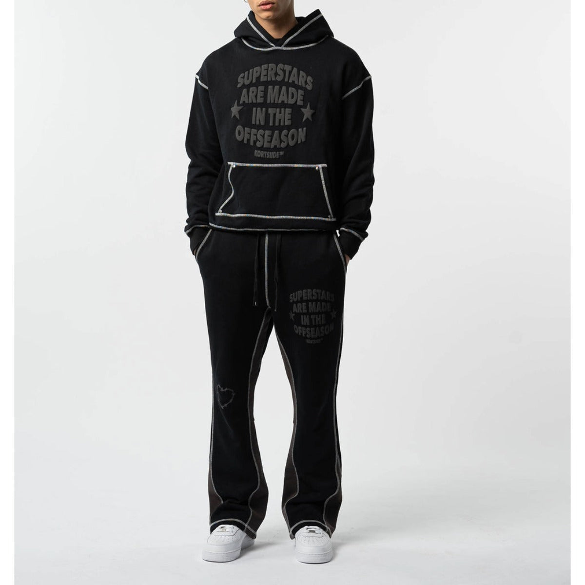 KORTSIIDE SUPERSTAR STITCHED FLARED JOGGER TRIPLE BLACK