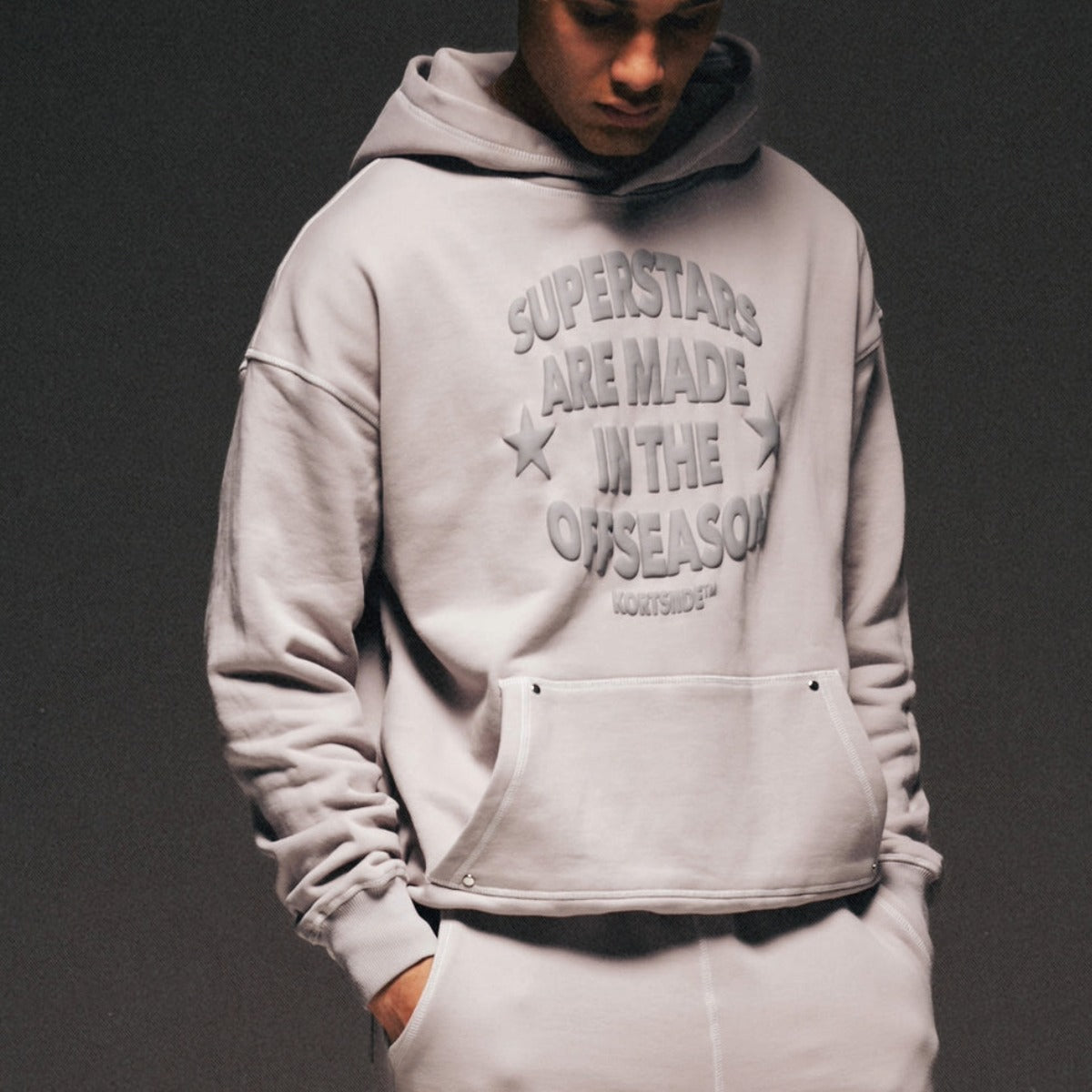 KORTSIIDE SUPERSTAR STITCHED HOODIE DUSK GREY