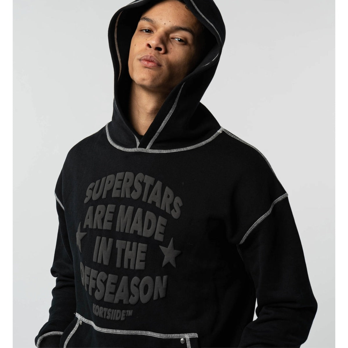 KORTSIIDE SUPERSTAR STITCHED HOODIE TRIPLE BLACK