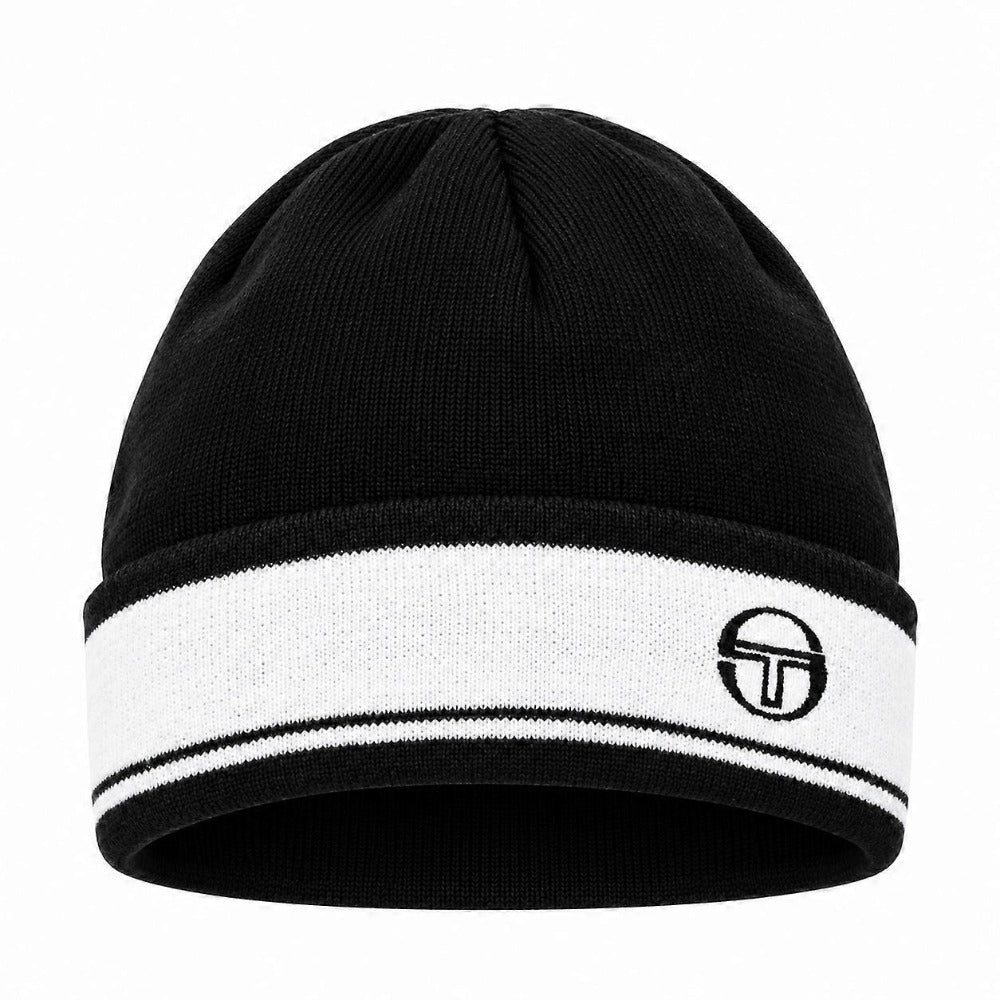 SERGIO TACCHINI SELLARZ JAQUARD STRIPED TURN UP BEANIE BLACK/WHITE
