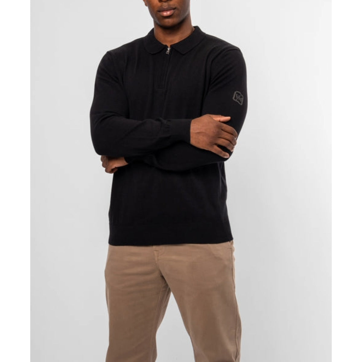 VALERE LUXE LS KNIT POLO BLACK