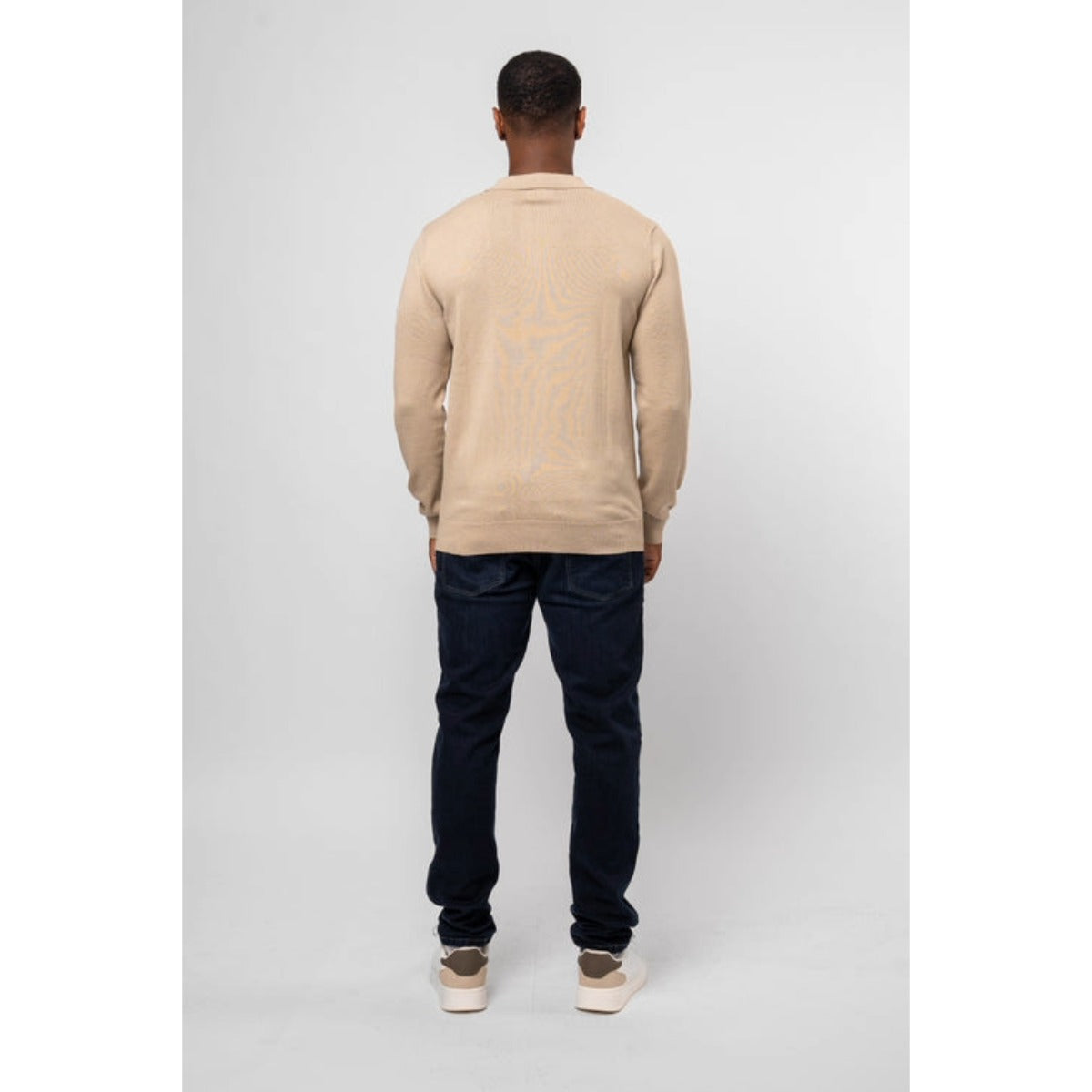VALERE LUXE LS KNIT POLO STONE