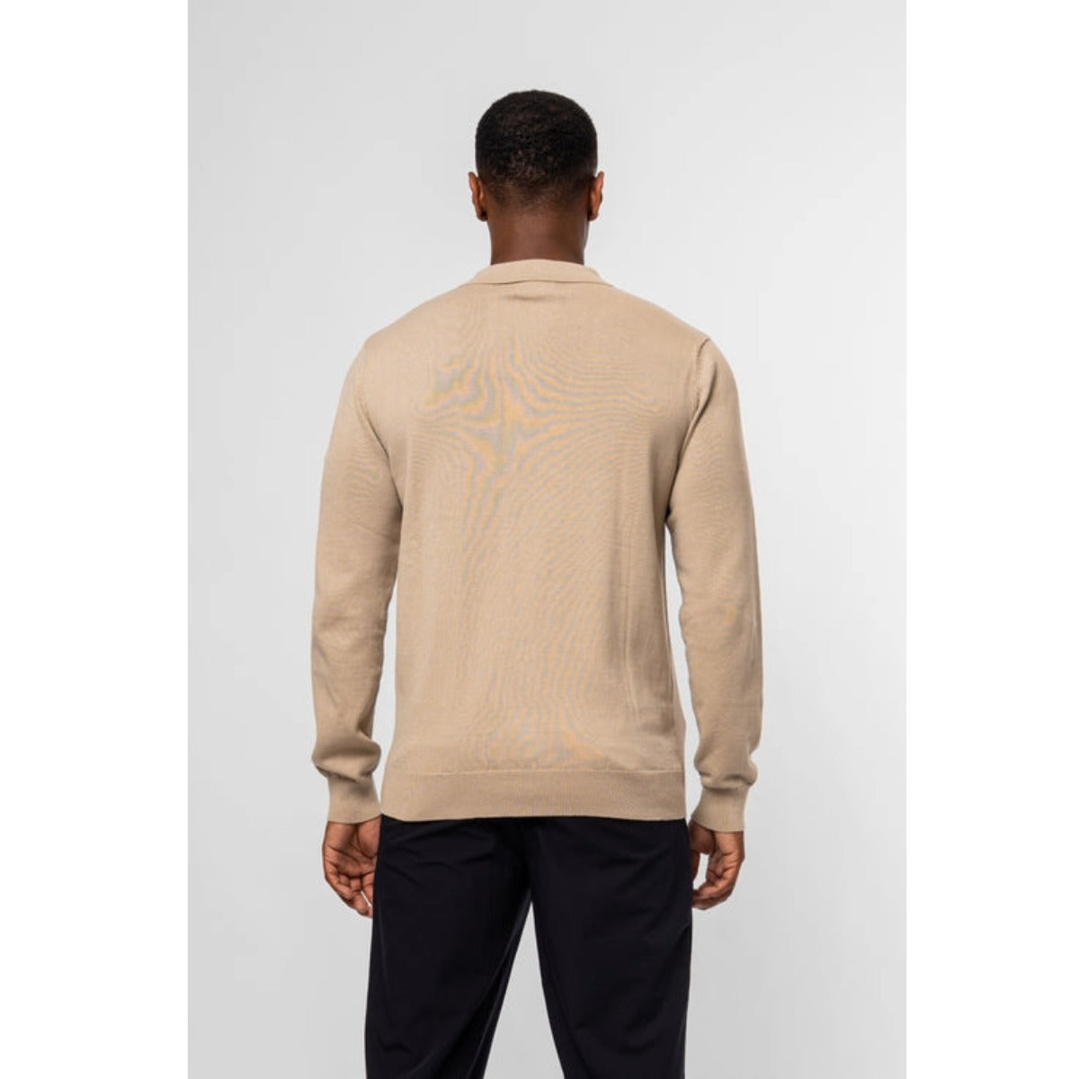 VALERE LUXE LS KNIT POLO STONE