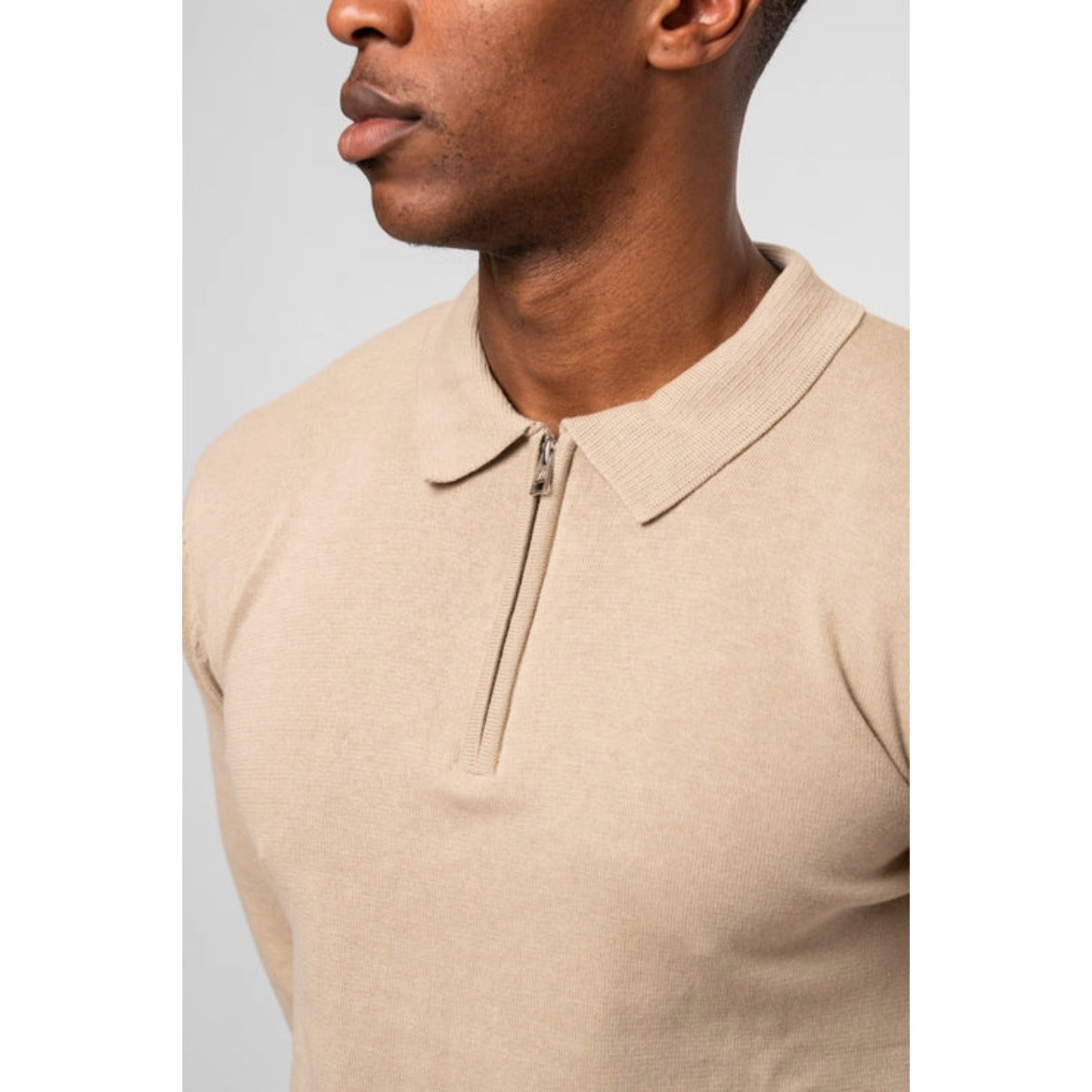 VALERE LUXE LS KNIT POLO STONE