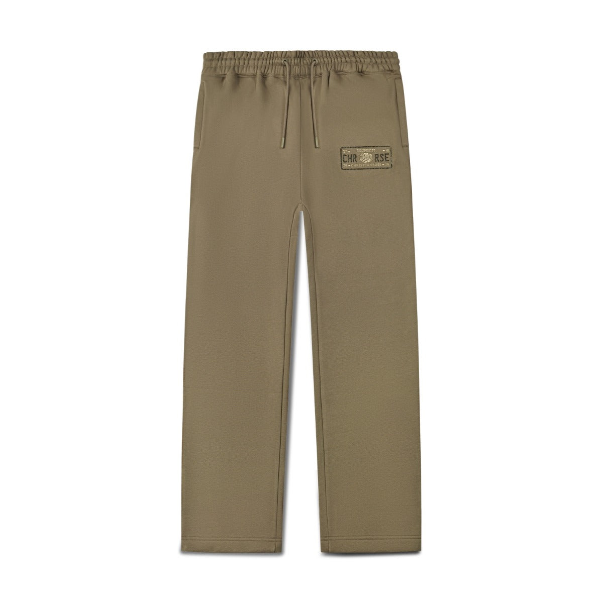CHRISTIAN ROSE LEFT CHEST RHINESTONE PLATE JOGGER OLIVE