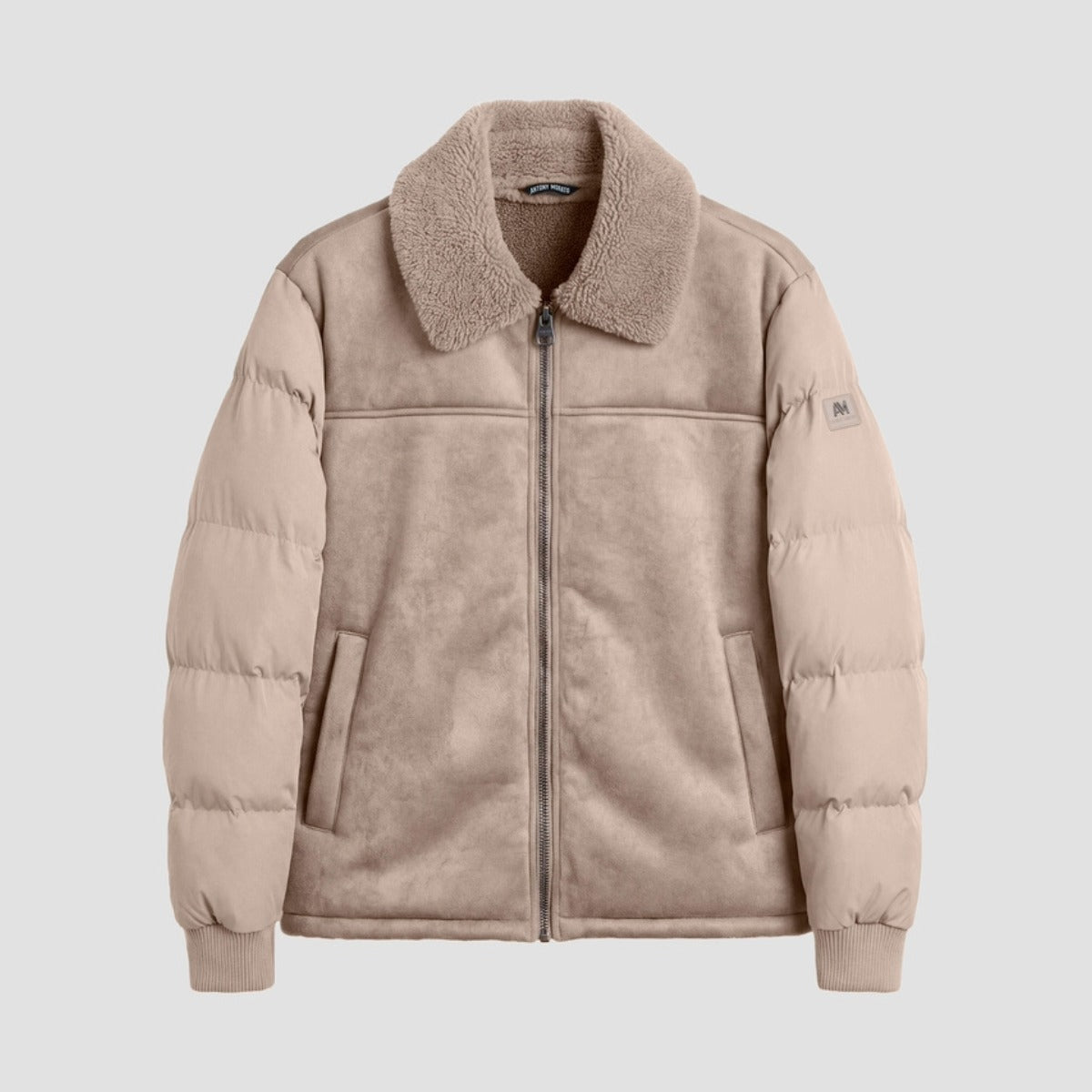 ANTONY MORATO BEIGE SUEDETTE JACKET WITH NYLON SLEEVES MMCO01025