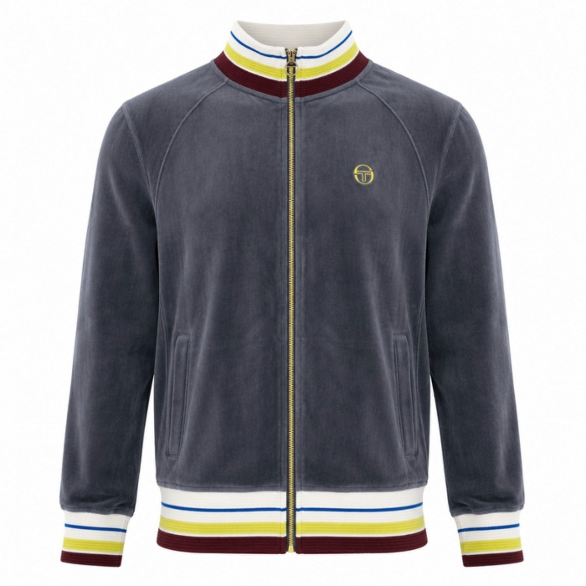 SERGIO TACCHINI SARTORI VELOUR TRACK JACKET TURBULENCE GREY