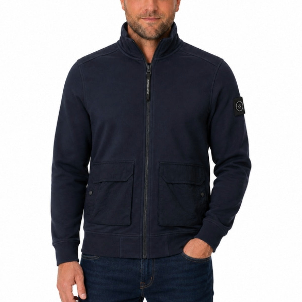 MARSHALL ARTIST STREATHAM FULL ZIP SWEATSHIRT NAVY