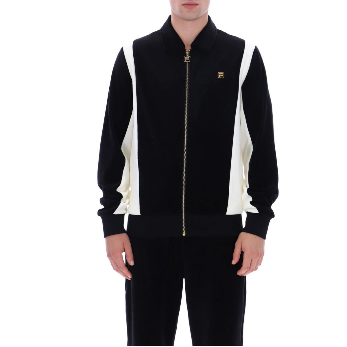 FILA LAZARO VELOUR COLOUR BLOCK JACKET BLACK