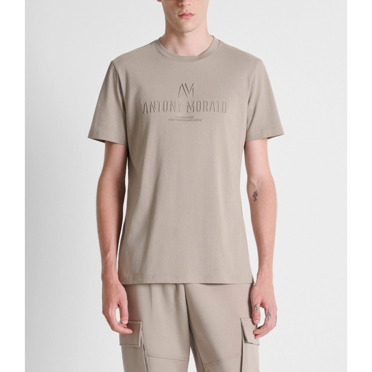 ANTONY MORATO REGULAR FIT FRONT LOGO T-SHIRT GRIT SAND MMKS02730