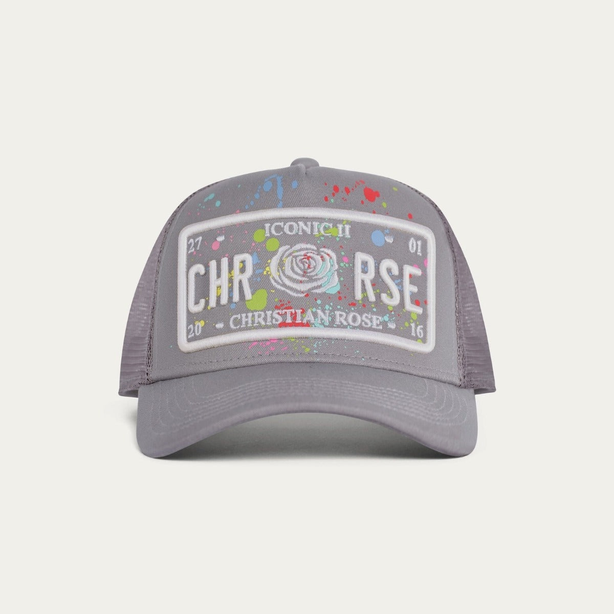 CHRISTIAN ROSE ICONIC II PLATE CAP GREY PAINT SPLAT CR004GPS
