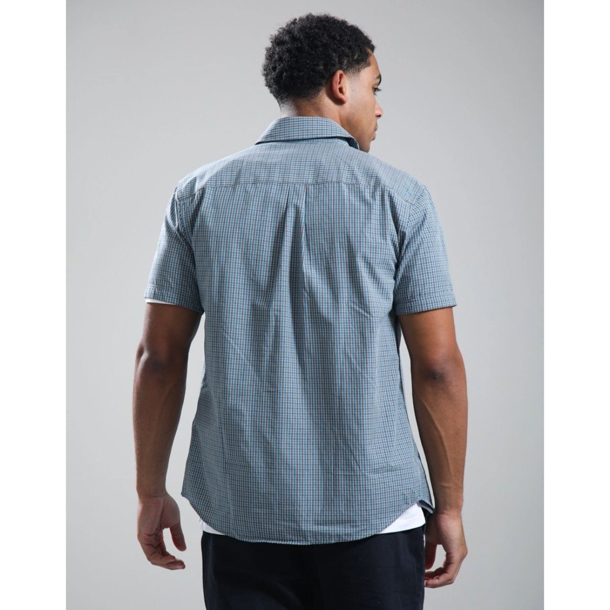 LYLE & SCOTT FINE CHECK SHORT SLEEVE SHIRT DENIM BLUE SW2401V