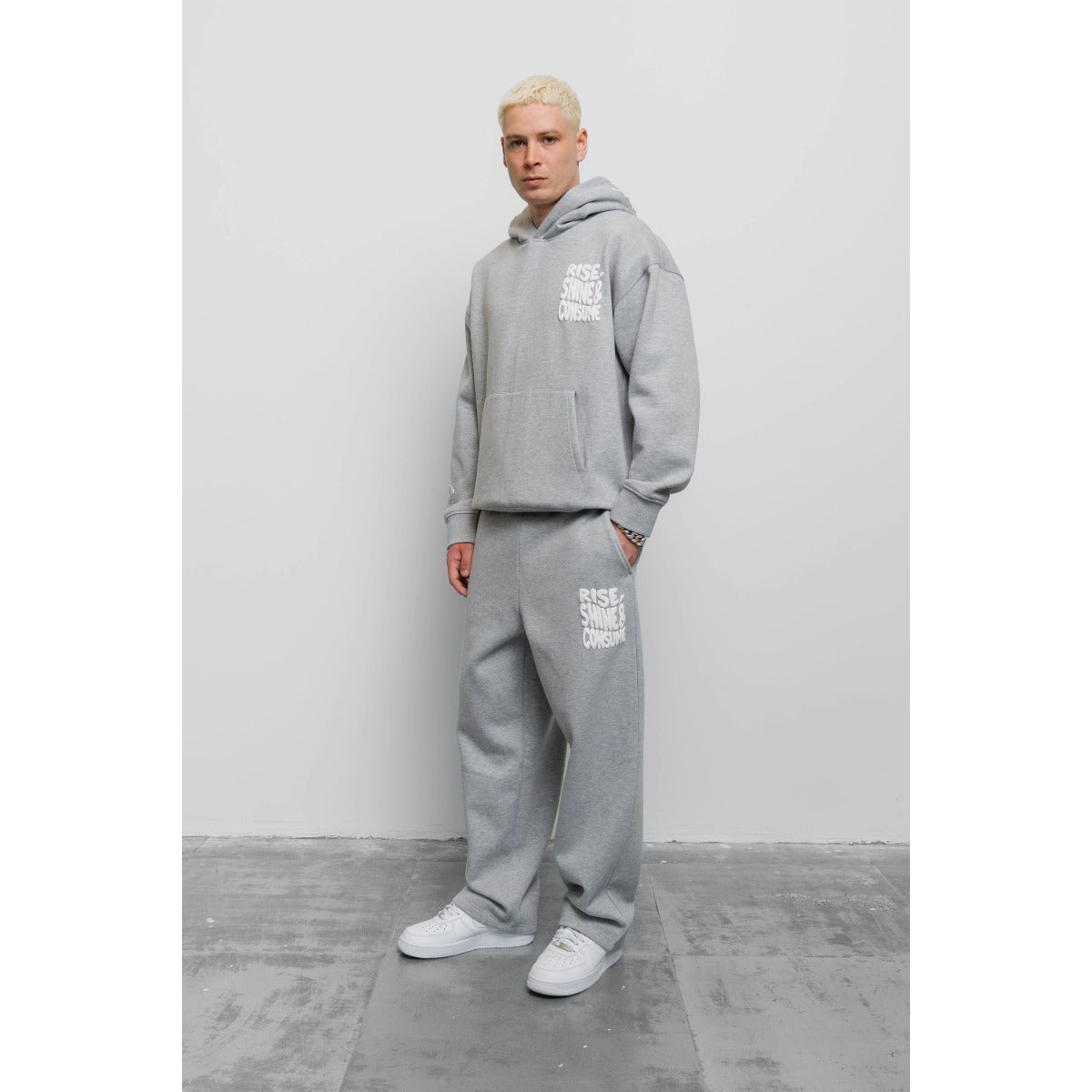 FRESH FLAVOURS RISE, SHINE & CONSUME HOODIE LIGHT GREY