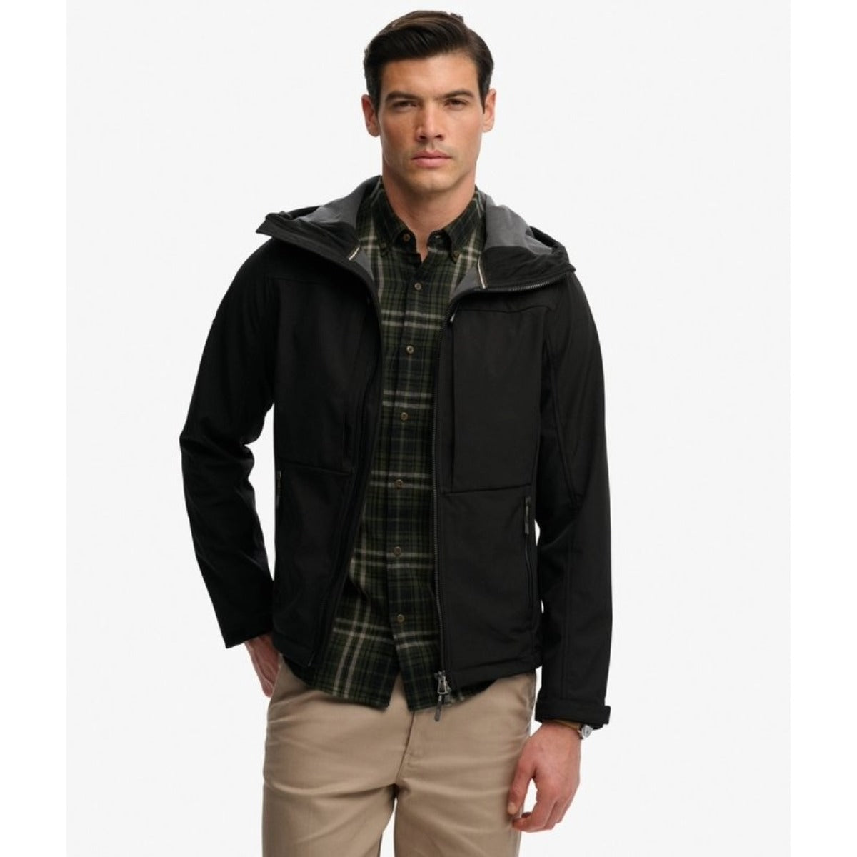SUPERDRY HOODED SOFTSHELL TREKKER JACKET BLACK 02A