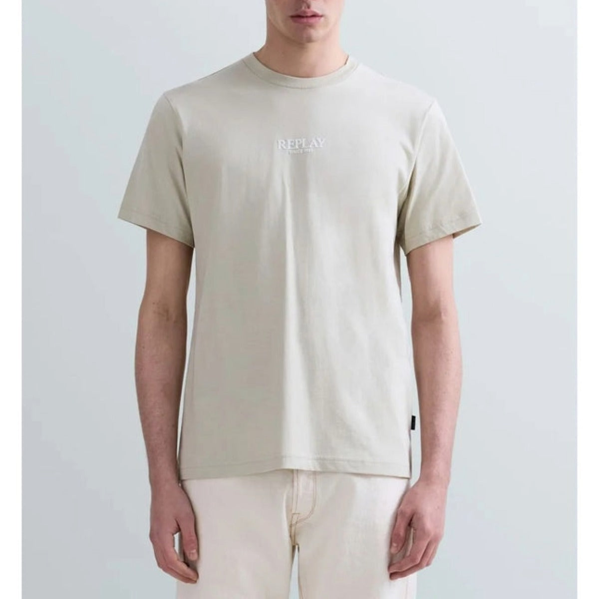 REPLAY MEN'S CENTRE LOGO T-SHIRT M3098 - BEIGE