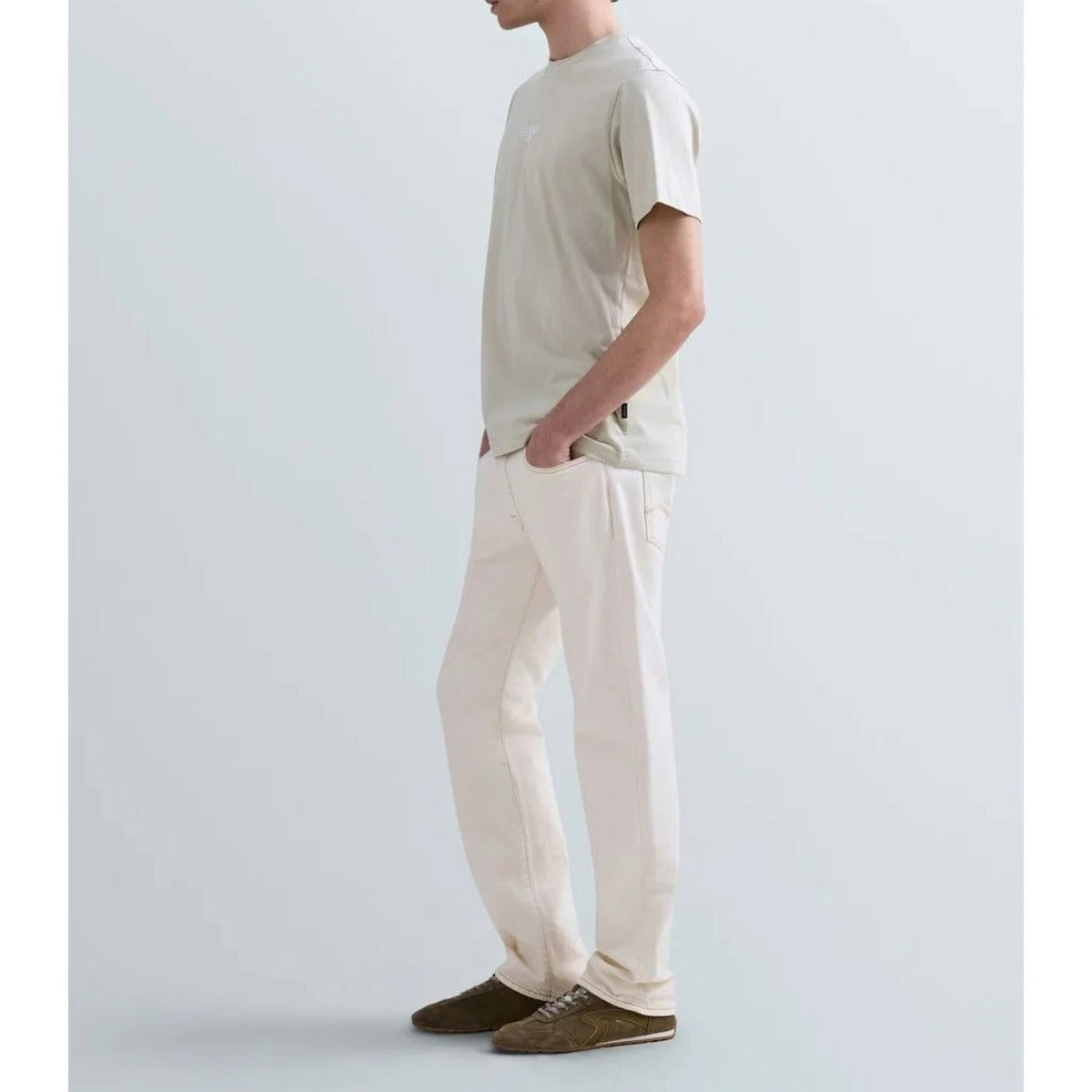 REPLAY MEN'S CENTRE LOGO T-SHIRT M3098 - BEIGE