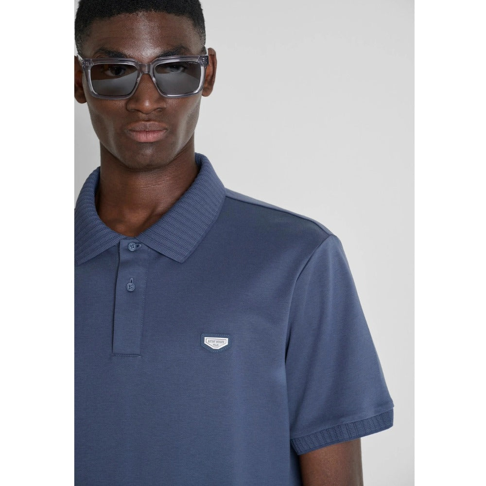 ANTONY MORATO BADGE LOGO POLO INDIGO BLUE MMKS02699