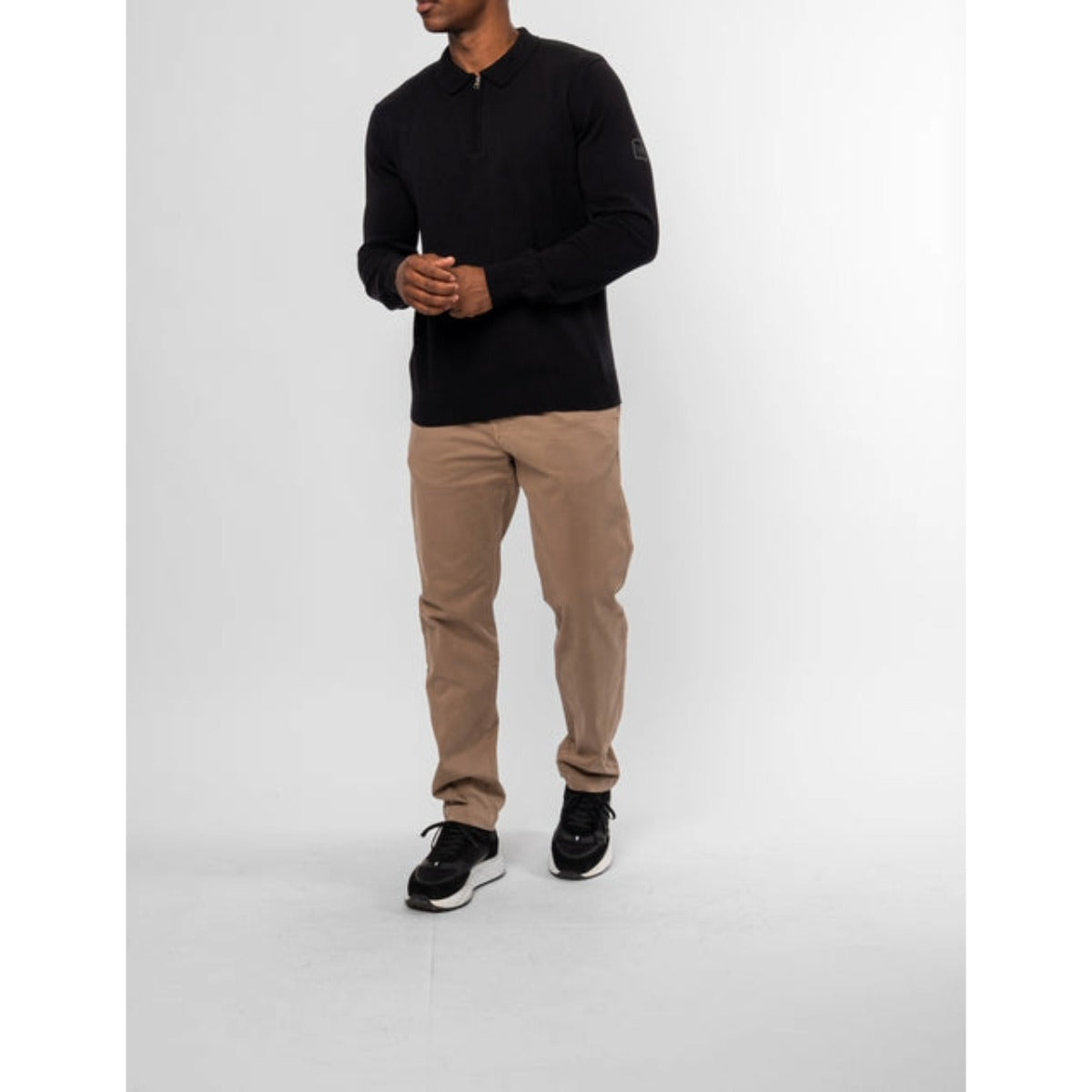 VALERE LUXE LS KNIT POLO BLACK
