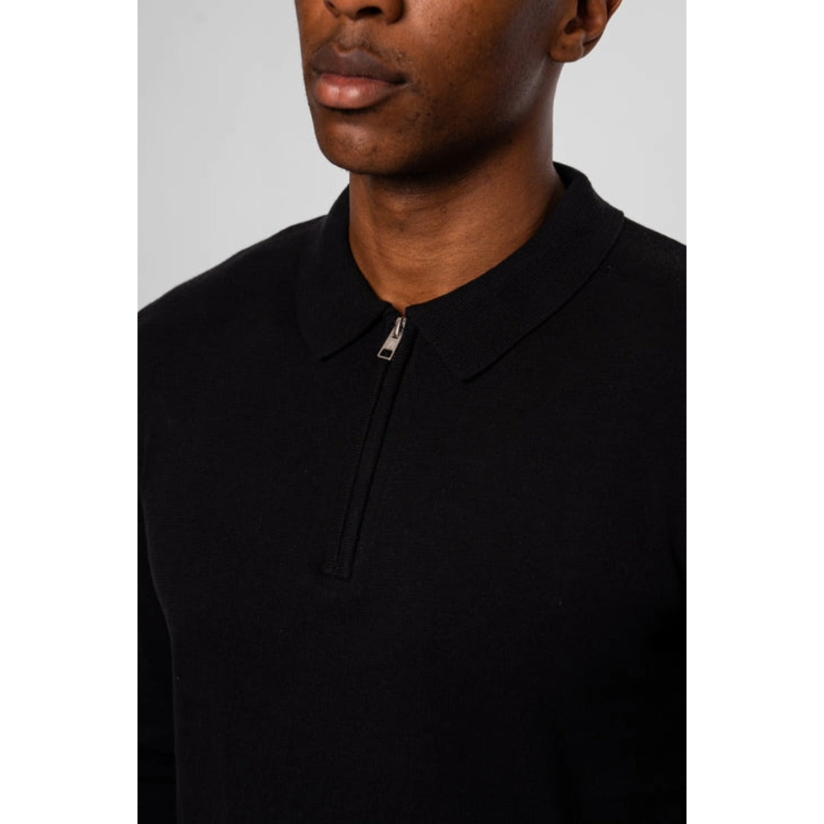 VALERE LUXE LS KNIT POLO BLACK