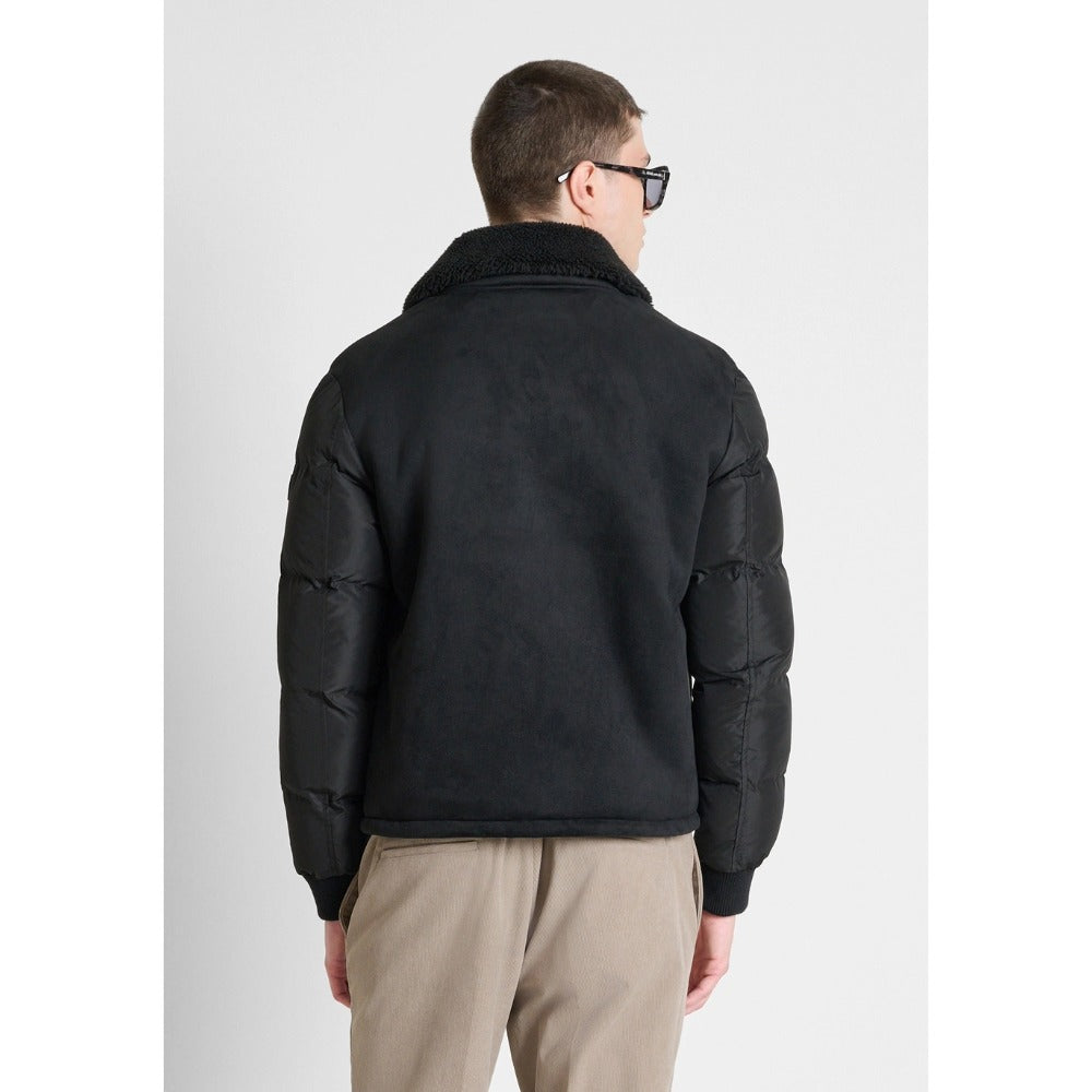 ANTONY MORATO BLACK SUEDETTE JACKET WITH NYLON SLEEVES MMCO01025