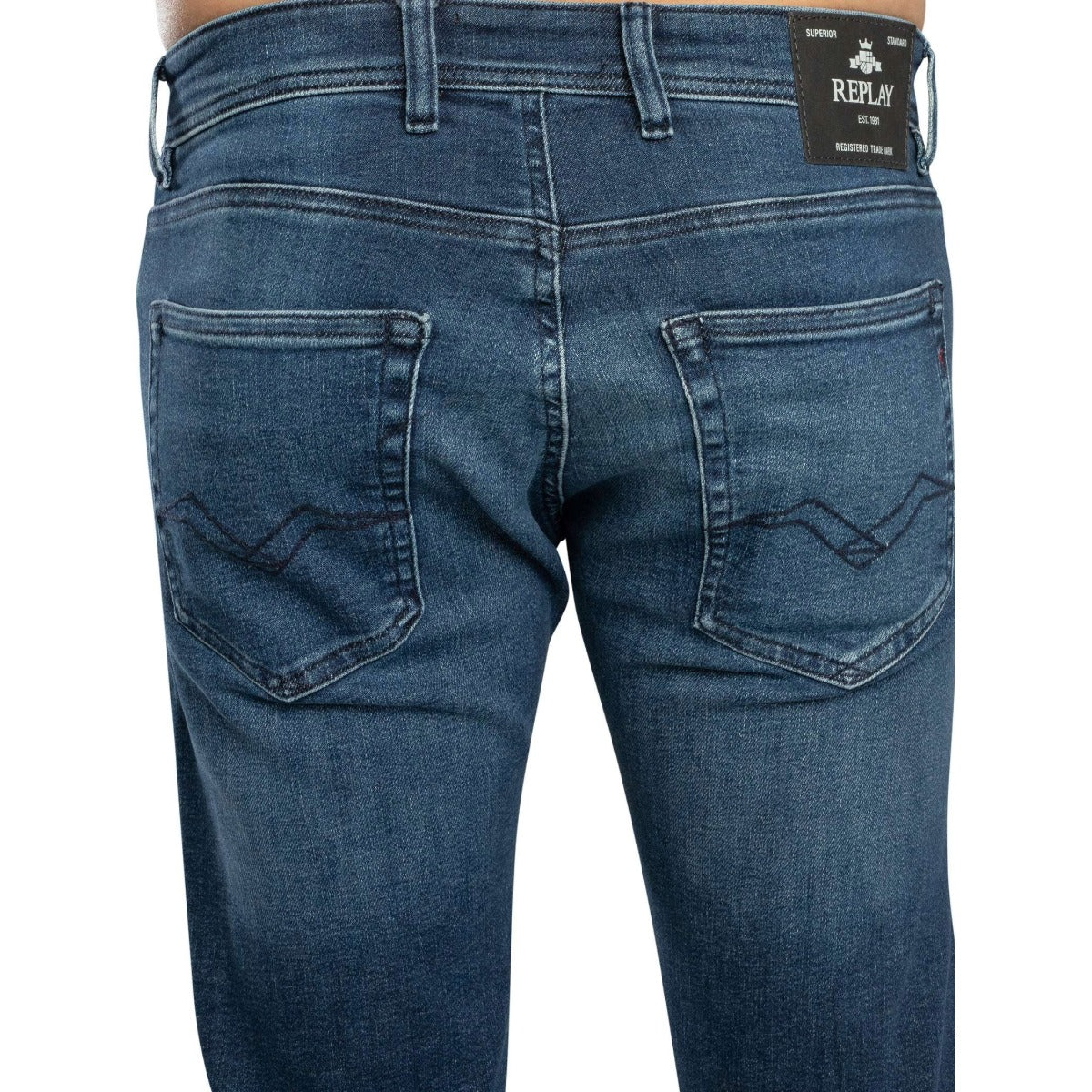 REPLAY GROVER STRAIGHT FIT POWERSTRETCH MID BLUE JEANS M0972 261 C32 009