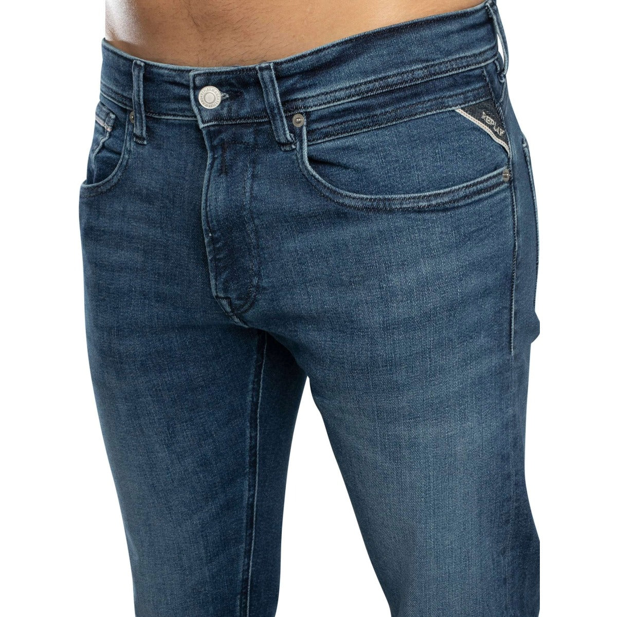REPLAY GROVER STRAIGHT FIT POWERSTRETCH MID BLUE JEANS M0972 261 C32 009
