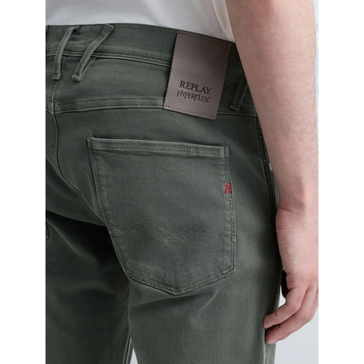 REPLAY ANBASS SLIM FIT HYPERLEX COLOR EDITION KHAKI GREEN JEANS M914E 8366197 C00G