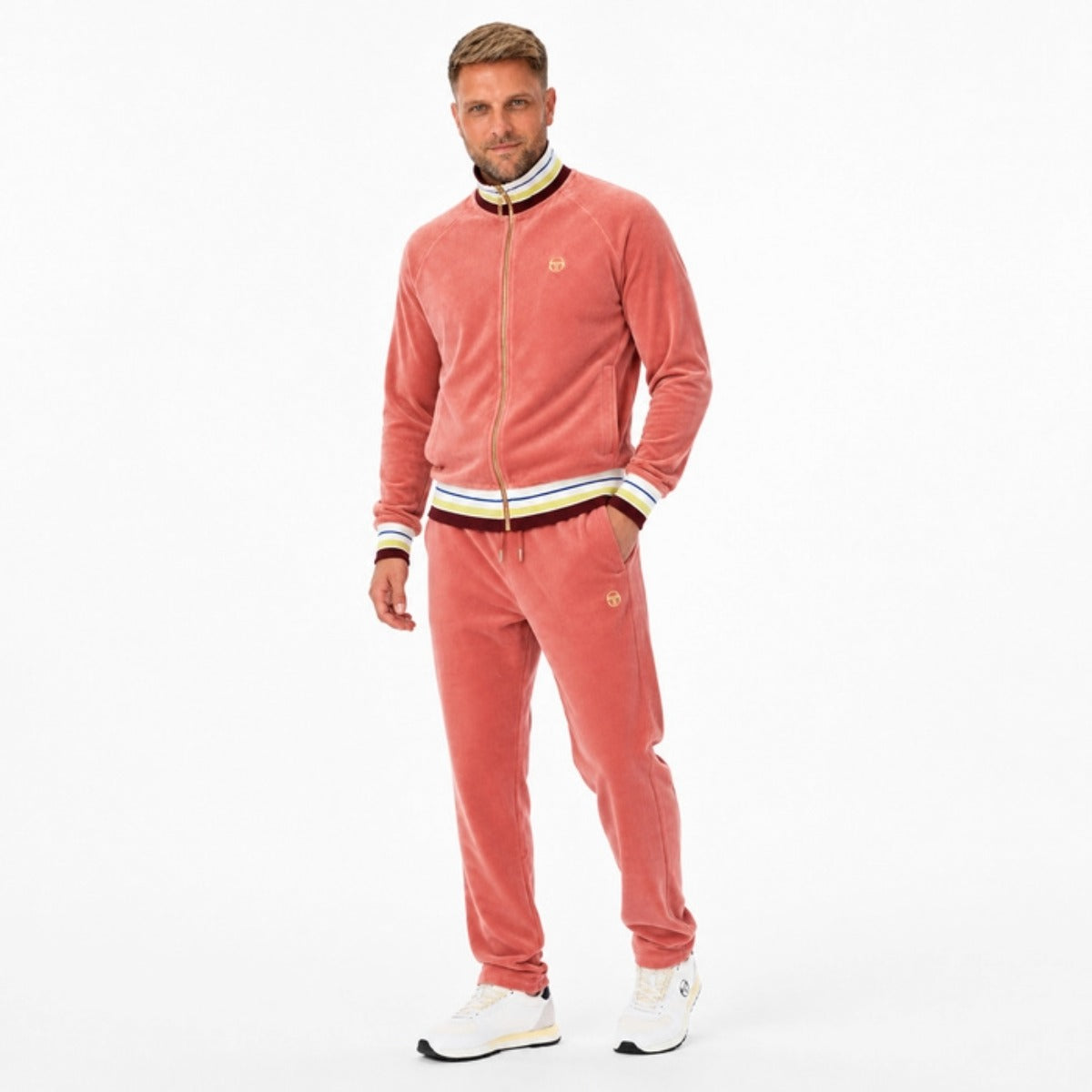 SERGIO TACCHINI SARTORI VELOUR TRACK JACKET LIGHT MAHOGANY PINK