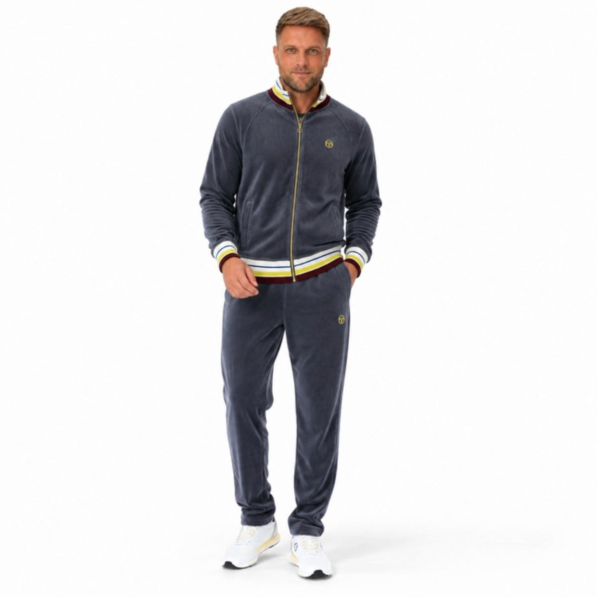 SERGIO TACCHINI SARTORI VELOUR TRACK PANT TURBULENCE GREY