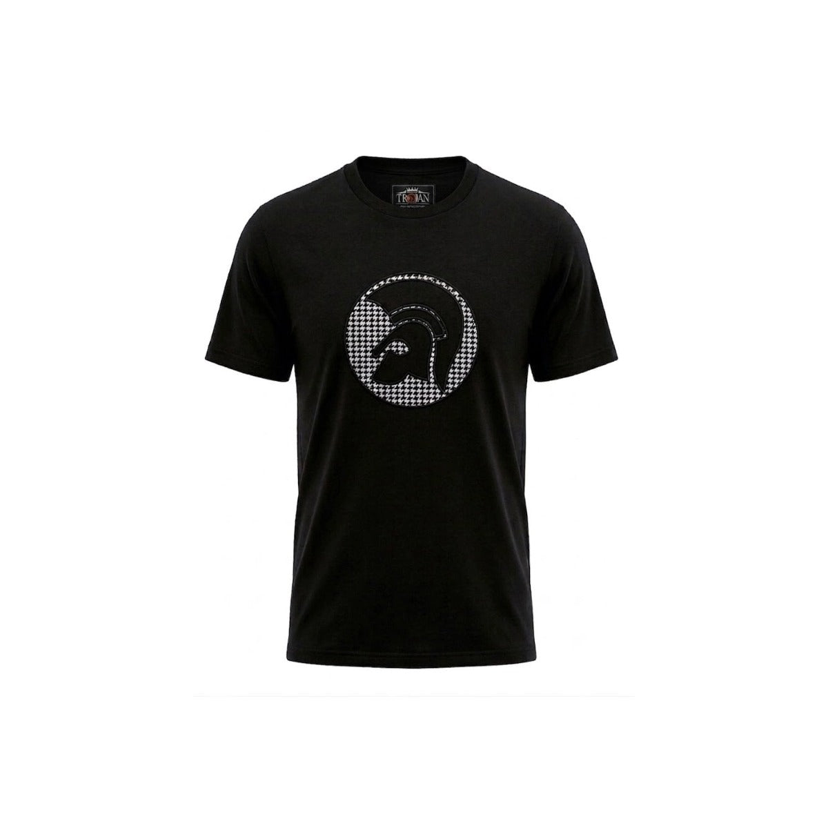 TROJAN APPLIQUE HOUNDSTOOTH JAQUARD T-SHIRT BLACK TR9138