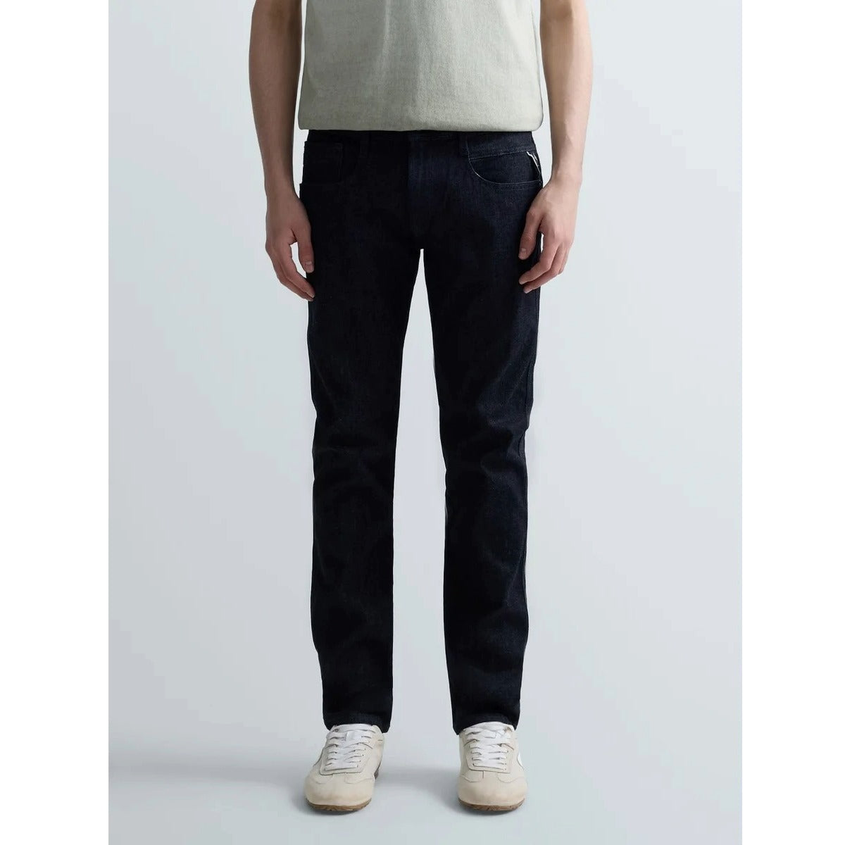 REPLAY ANBASS SLIM FIT HYPERLEX COLOR RAW BLUE/BLACK JEANS M914D 661 FI3 007