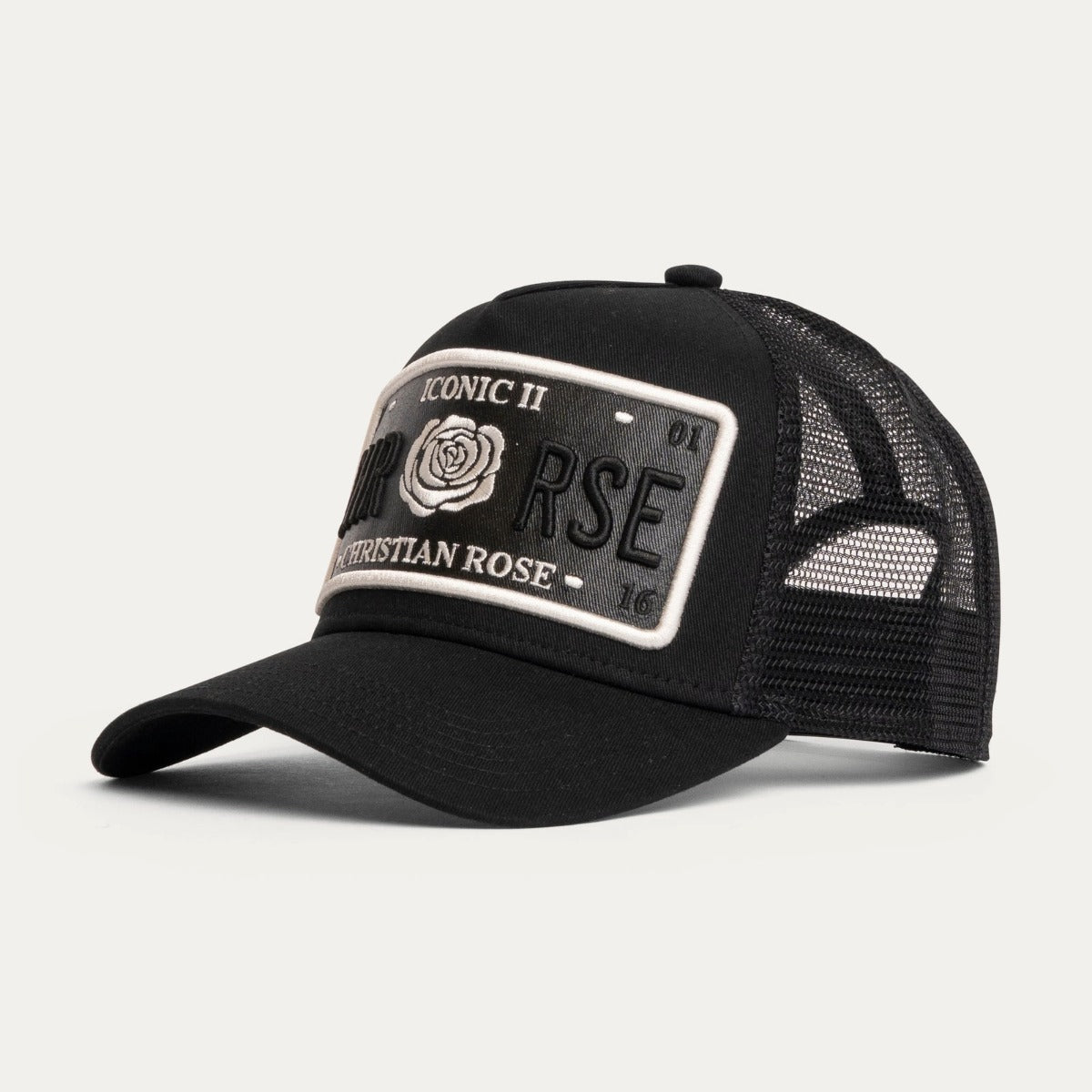 CHRISTIAN ROSE ICONIC VINYL PATCH CAP BLACK/WHITE CR011BW