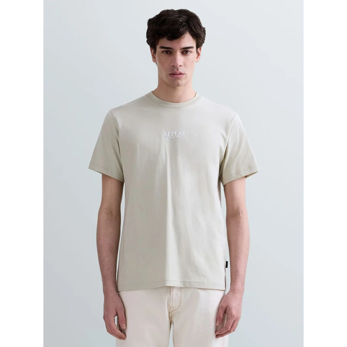 REPLAY MEN'S CENTRE LOGO T-SHIRT M3098 - BEIGE