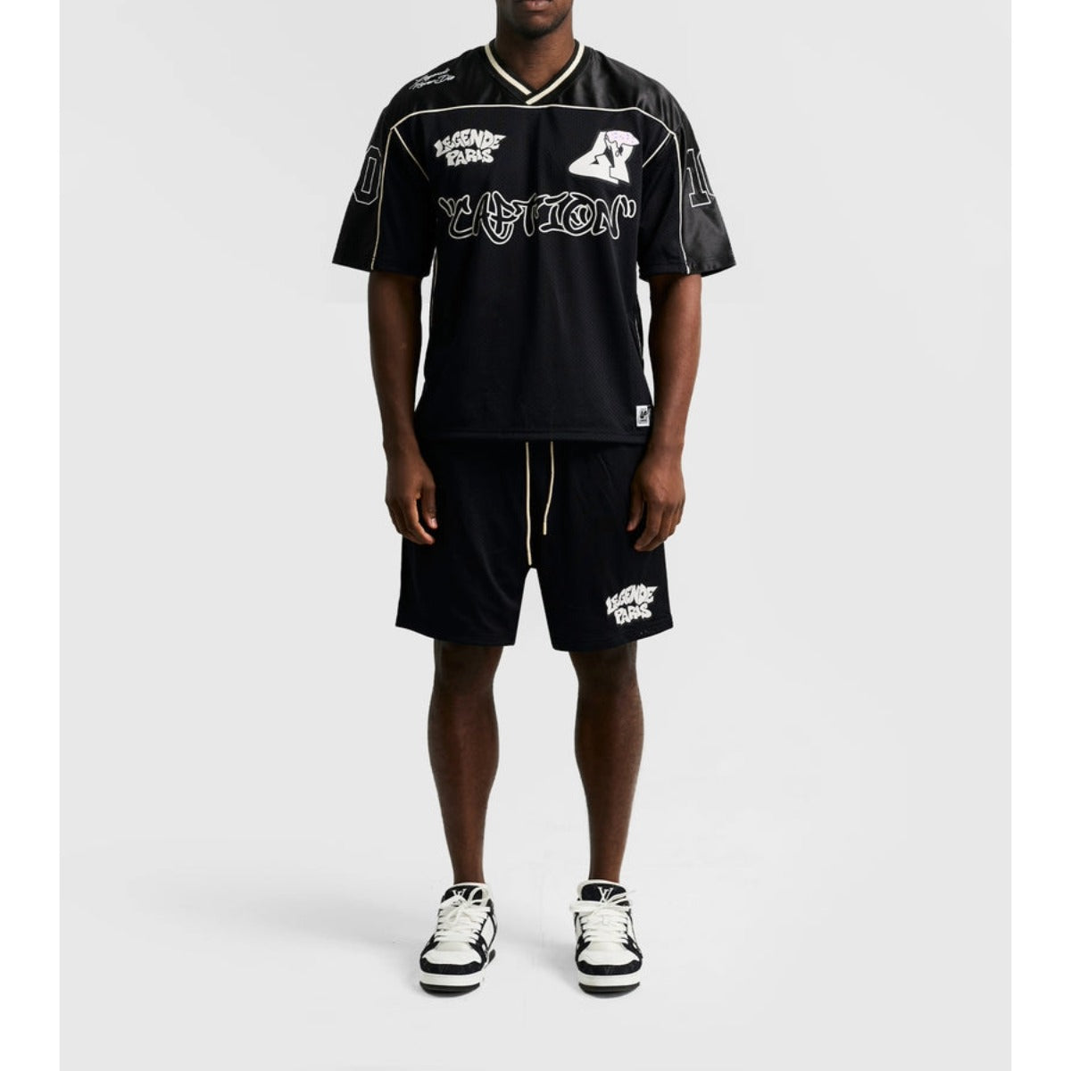 LEGENDE PARIS GRAFFITI MESH JERSEY BLACK