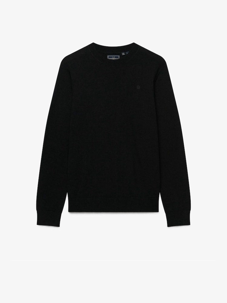 SUPERDRY ESSENTIAL LIGHTWEIGHT WOOL BLEND CREW JUMPER TRUE BLACK APE