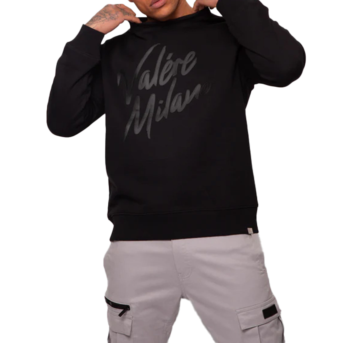 Valere Enrico Logo Crew Neck Black Sweatshirt