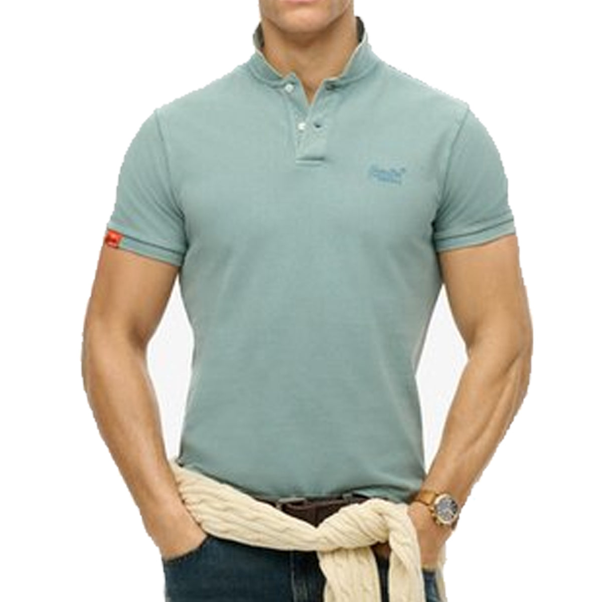 SUPERDRY VINTAGE DESTROY POLO LIGHT BLUE B7K
